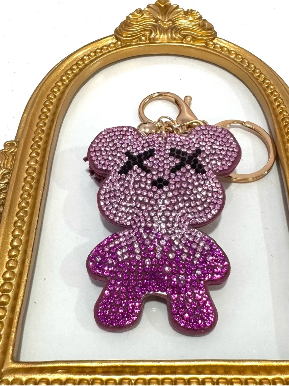 New Sparkling Purple Crystal Teddy Keychain
